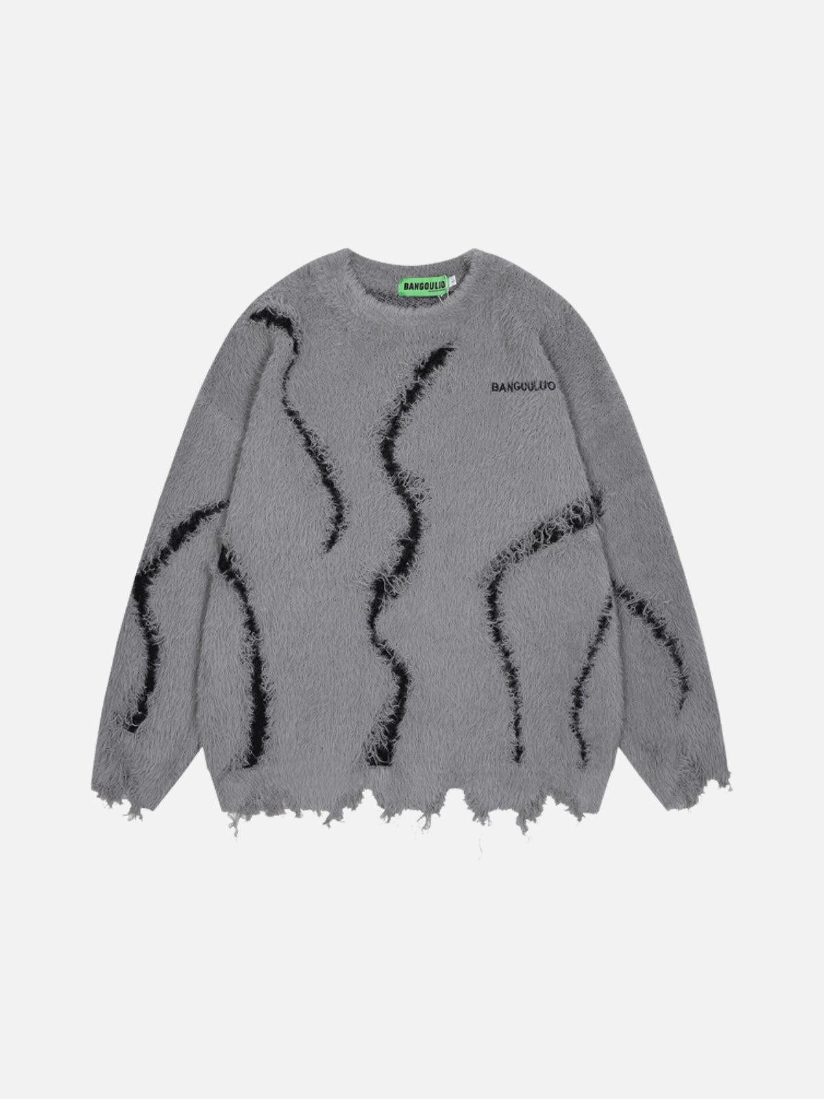 Irregular Patchwork Distressed Sweater