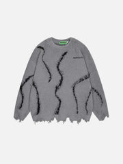 Irregular Patchwork Distressed Sweater