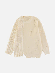 Irregular Patchwork Twist Sweater