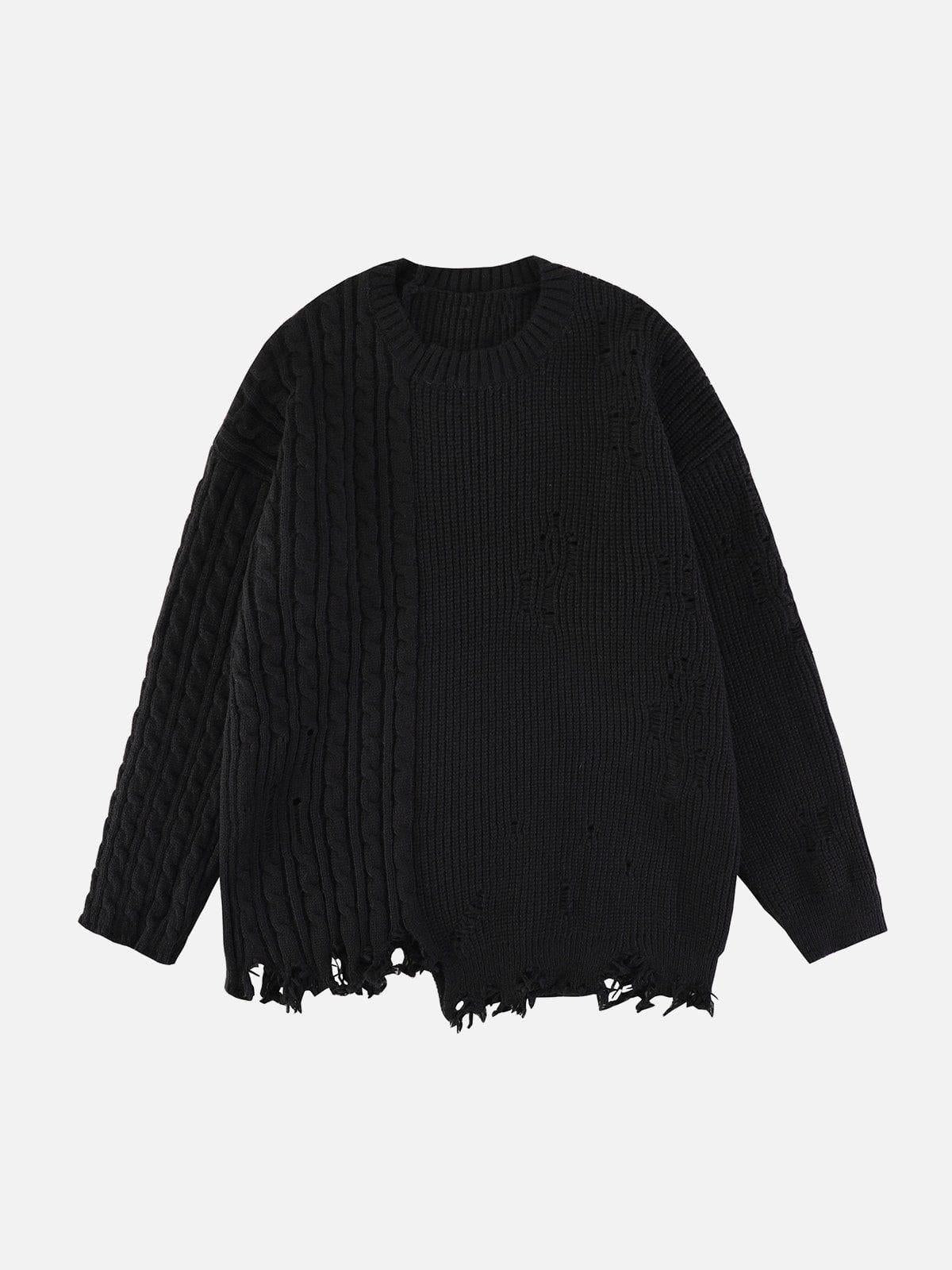 Irregular Patchwork Twist Sweater
