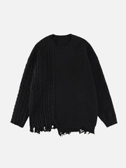 Irregular Patchwork Twist Sweater