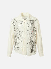 Irregular Pleated Print Shirt