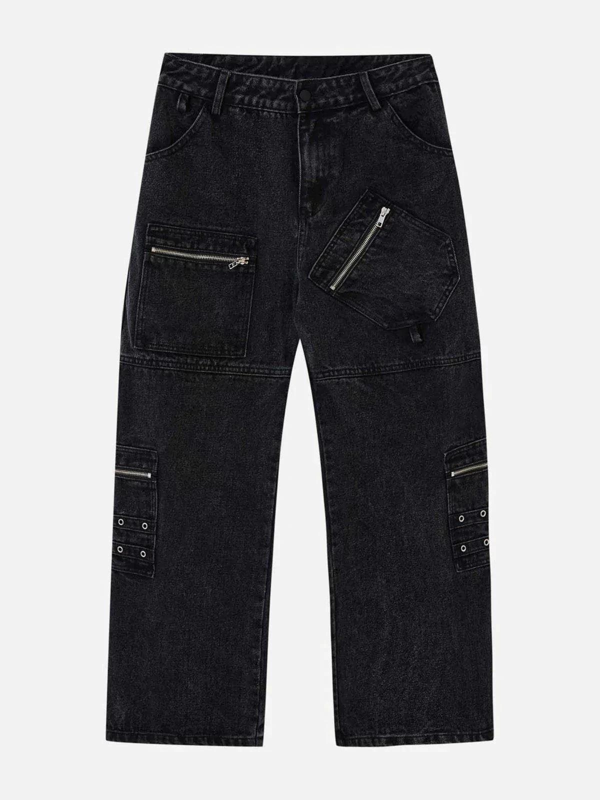 Irregular Pocket Washed Jeans
