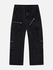 Irregular Pocket Washed Jeans