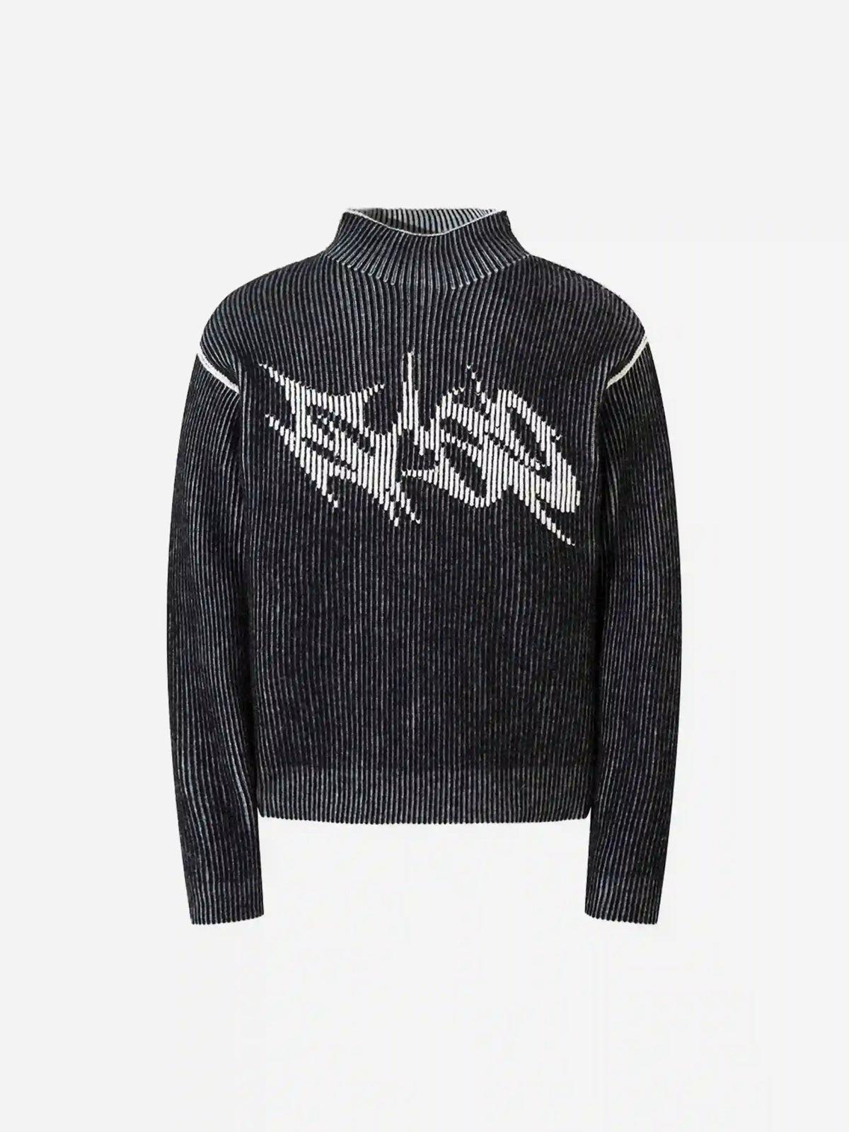 Jacquard Half Turtleneck Knitted Sweater