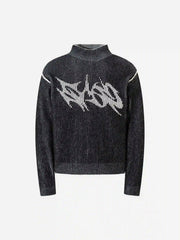 Jacquard Half Turtleneck Knitted Sweater