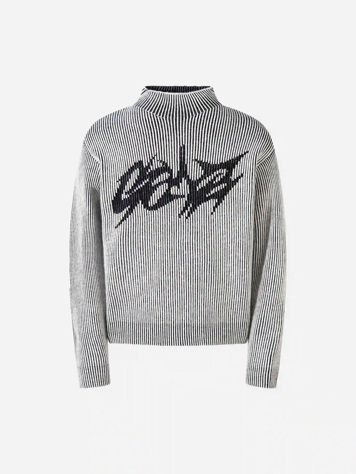 Jacquard Half Turtleneck Knitted Sweater
