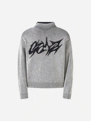 Jacquard Half Turtleneck Knitted Sweater