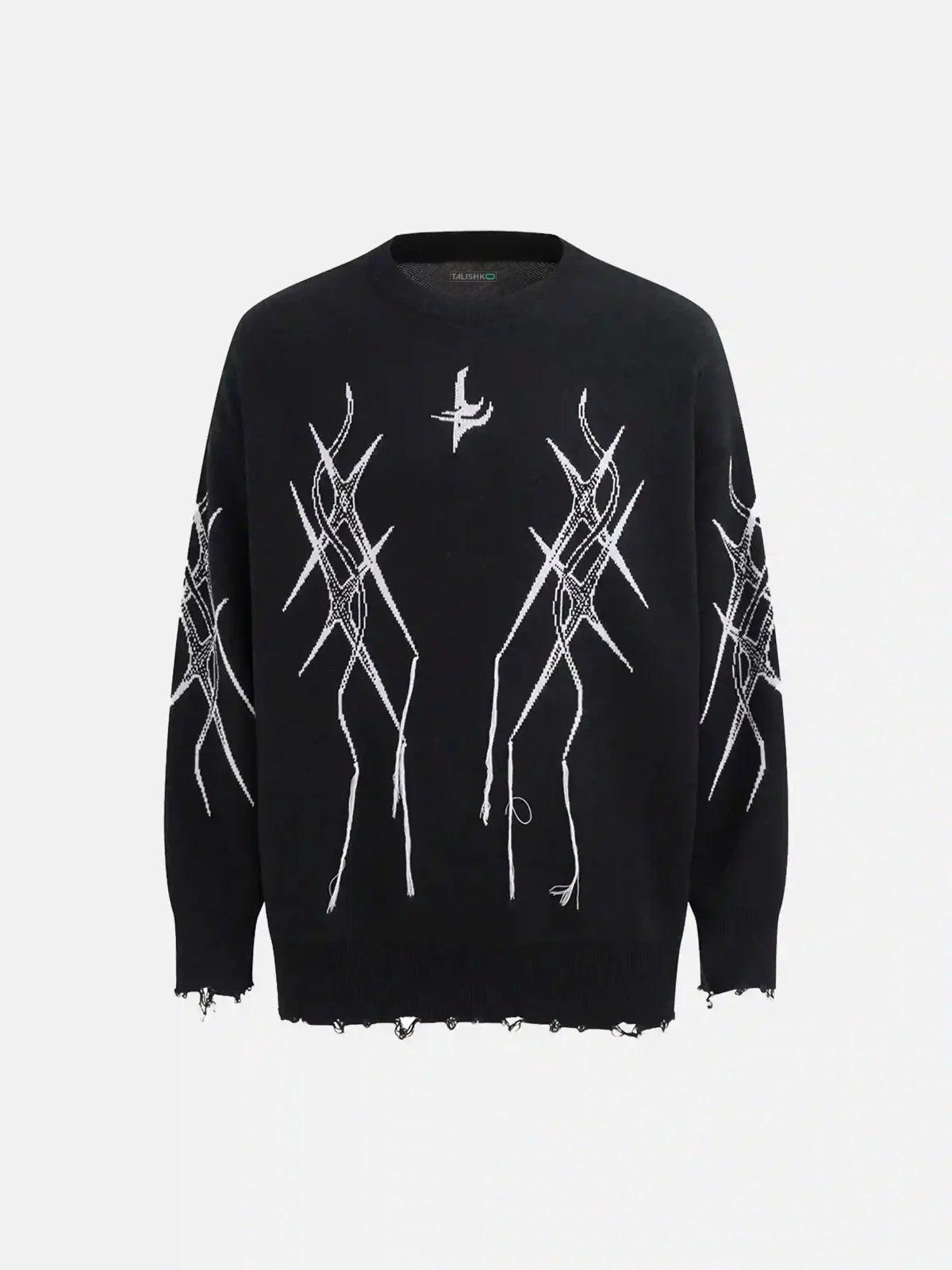 Jacquard Thorns Tassel Sweater