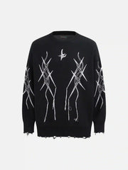 Jacquard Thorns Tassel Sweater