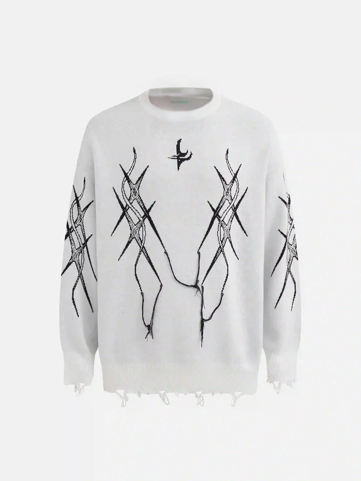 Jacquard Thorns Tassel Sweater