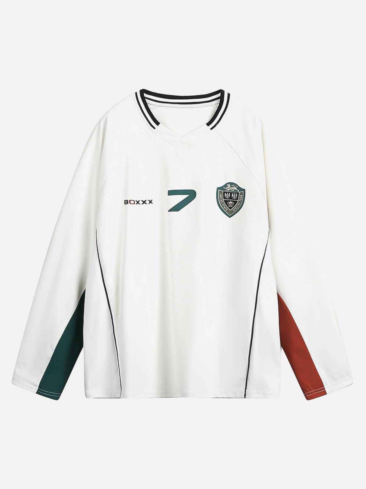 Jersey Contrast Color Stitching Long Sleeve T-Shirt