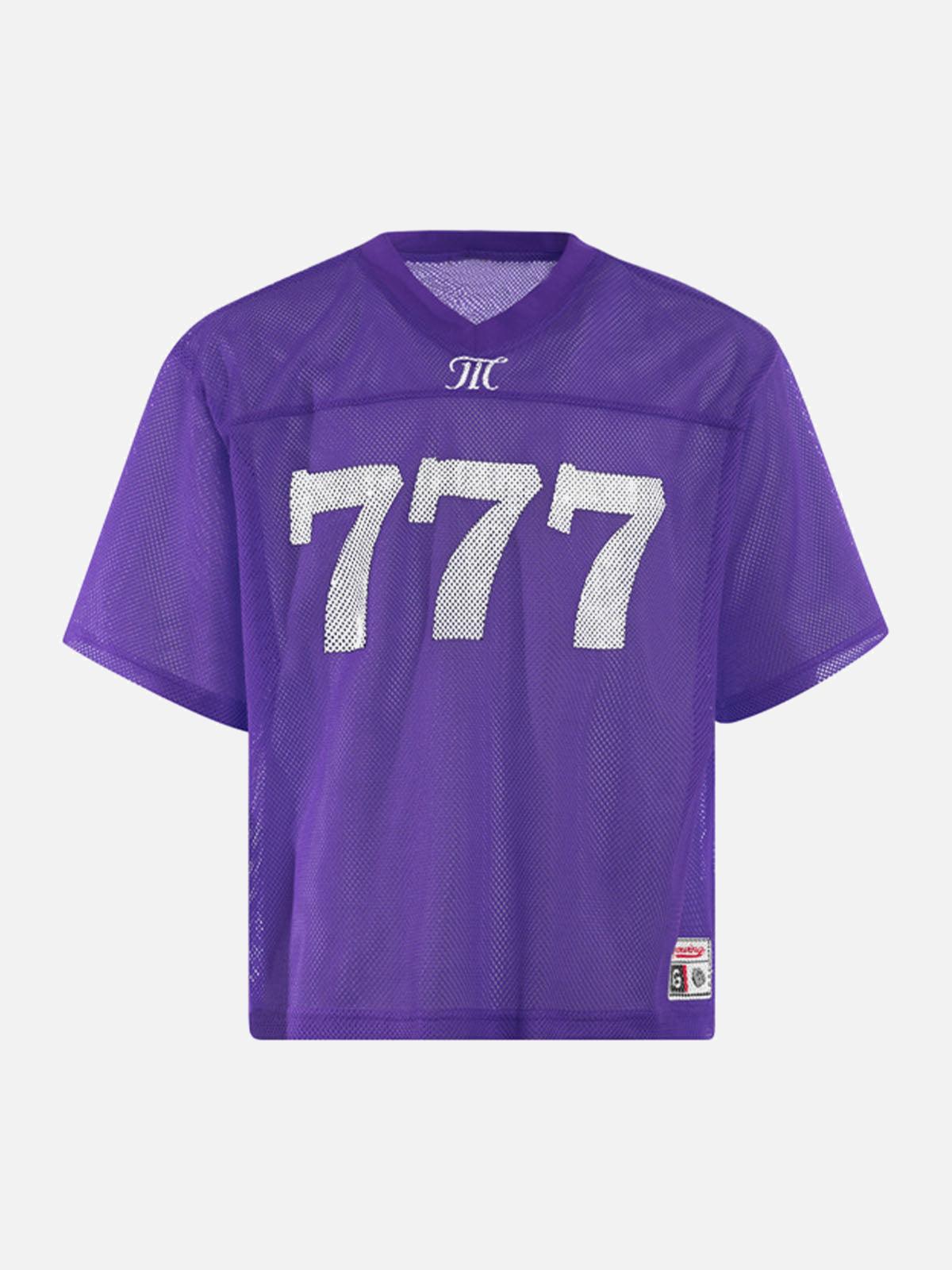 Jersey Letter Print Quick Dry V-Neck T-Shirt