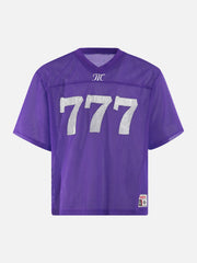 Jersey Letter Print Quick Dry V-Neck T-Shirt