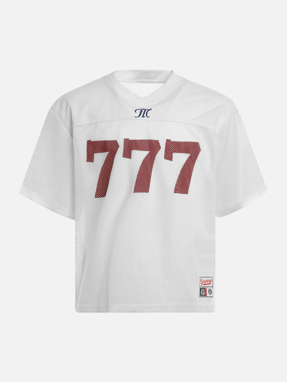 Jersey Letter Print Quick Dry V-Neck T-Shirt