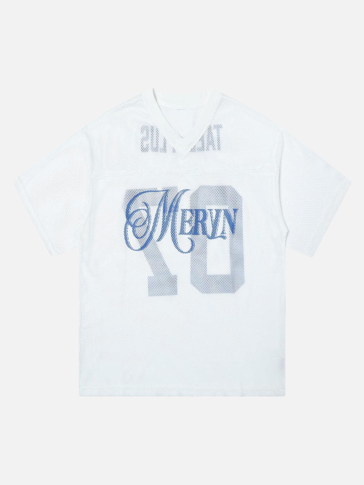 Jersey Mesh Blouse Hollow T-Shirt