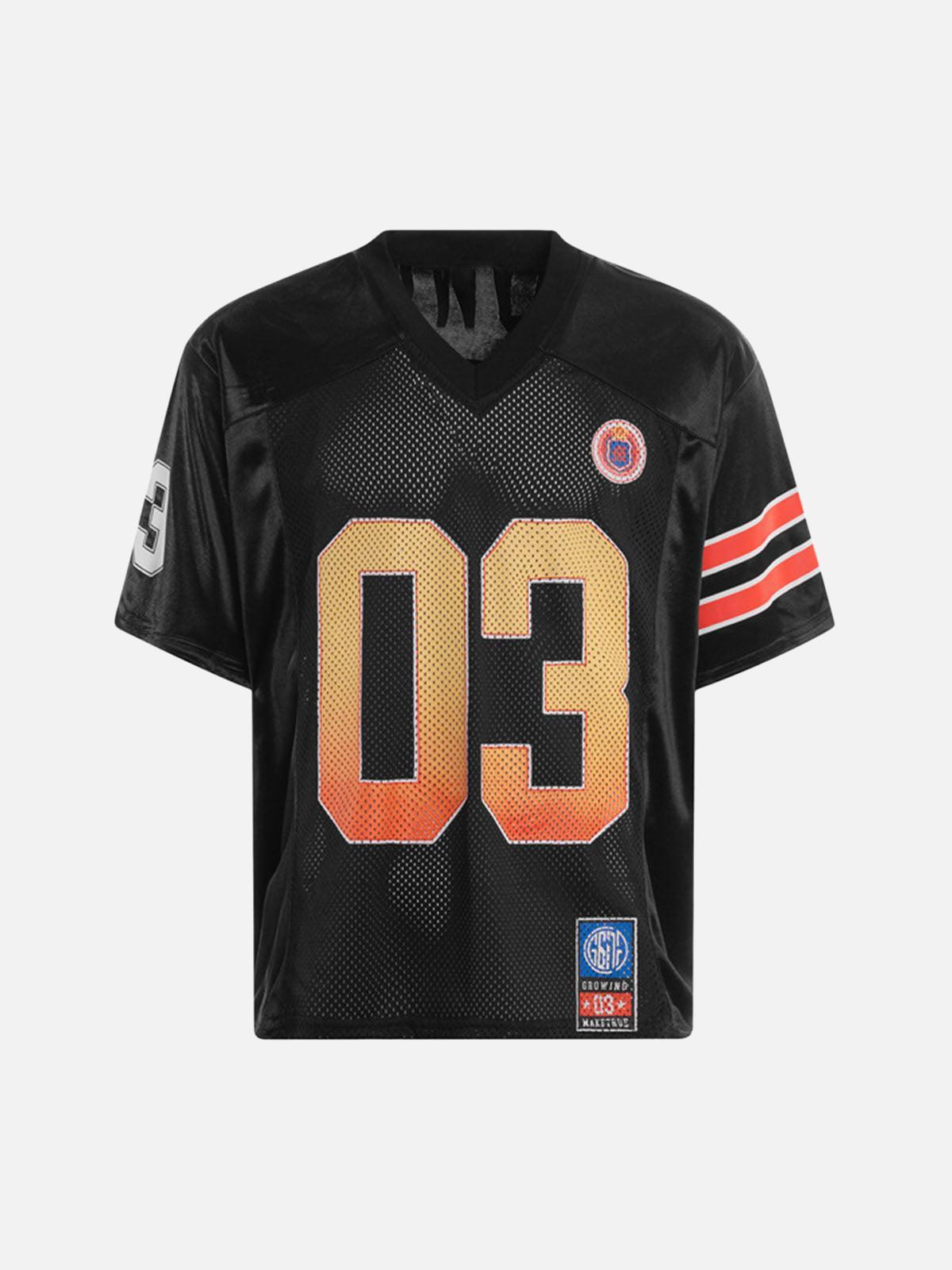 Jersey Print V-Neck Oversize Short Sleeve T-Shirt