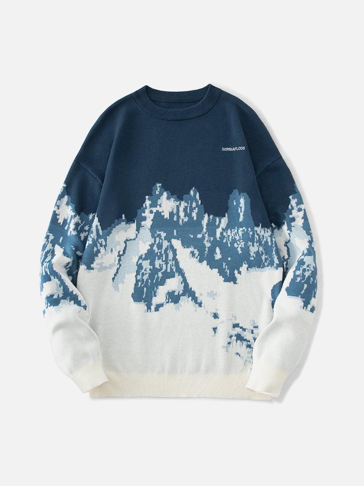Landscape Snow Mountain Jacquard Sweater