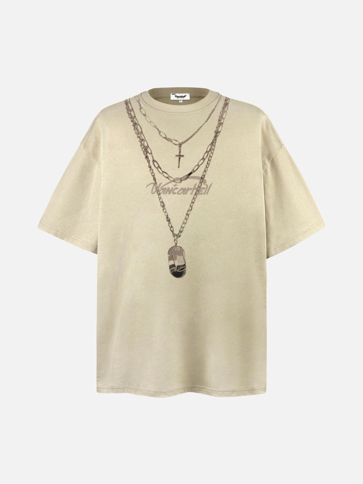 Layered Chains Graphic Print Tee