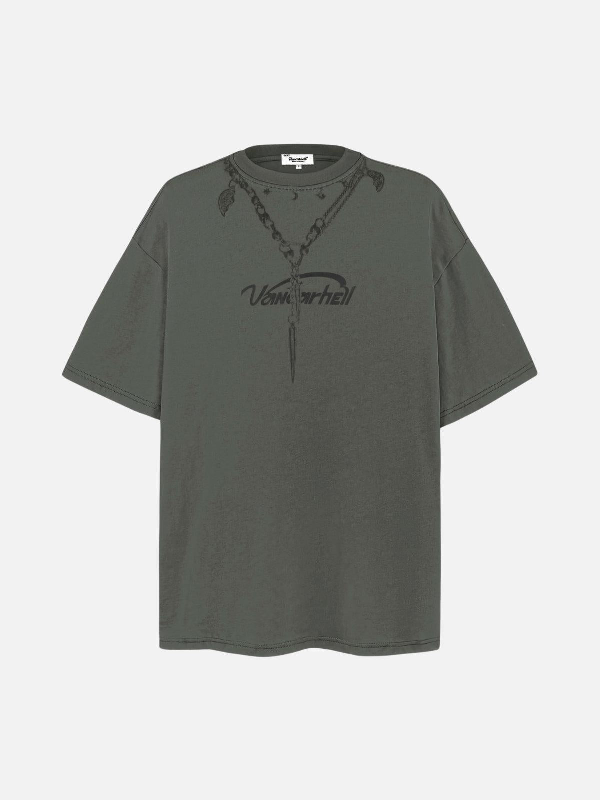 Layered Chains Graphic Print Tee
