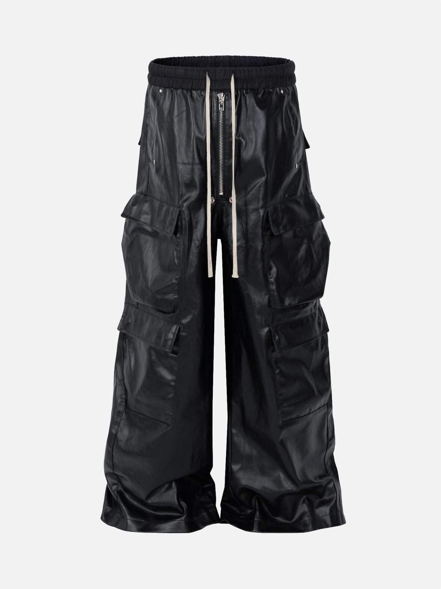 Layered Three-Dimensional Pocket Wide-Leg Flared Pants