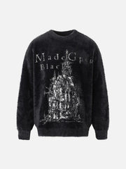 Lazy Style Plus Velvet Print Sweater