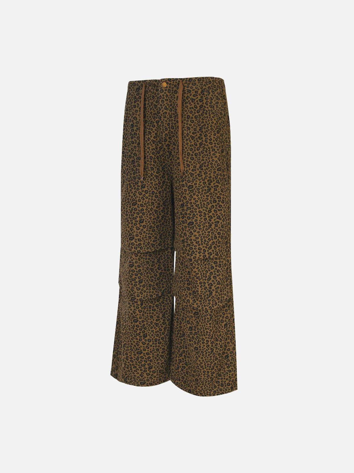 Leopard Print Drawstring Cargo Pants