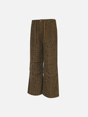 Leopard Print Drawstring Cargo Pants