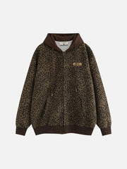 Leopard Print Zip-Up Hoodie