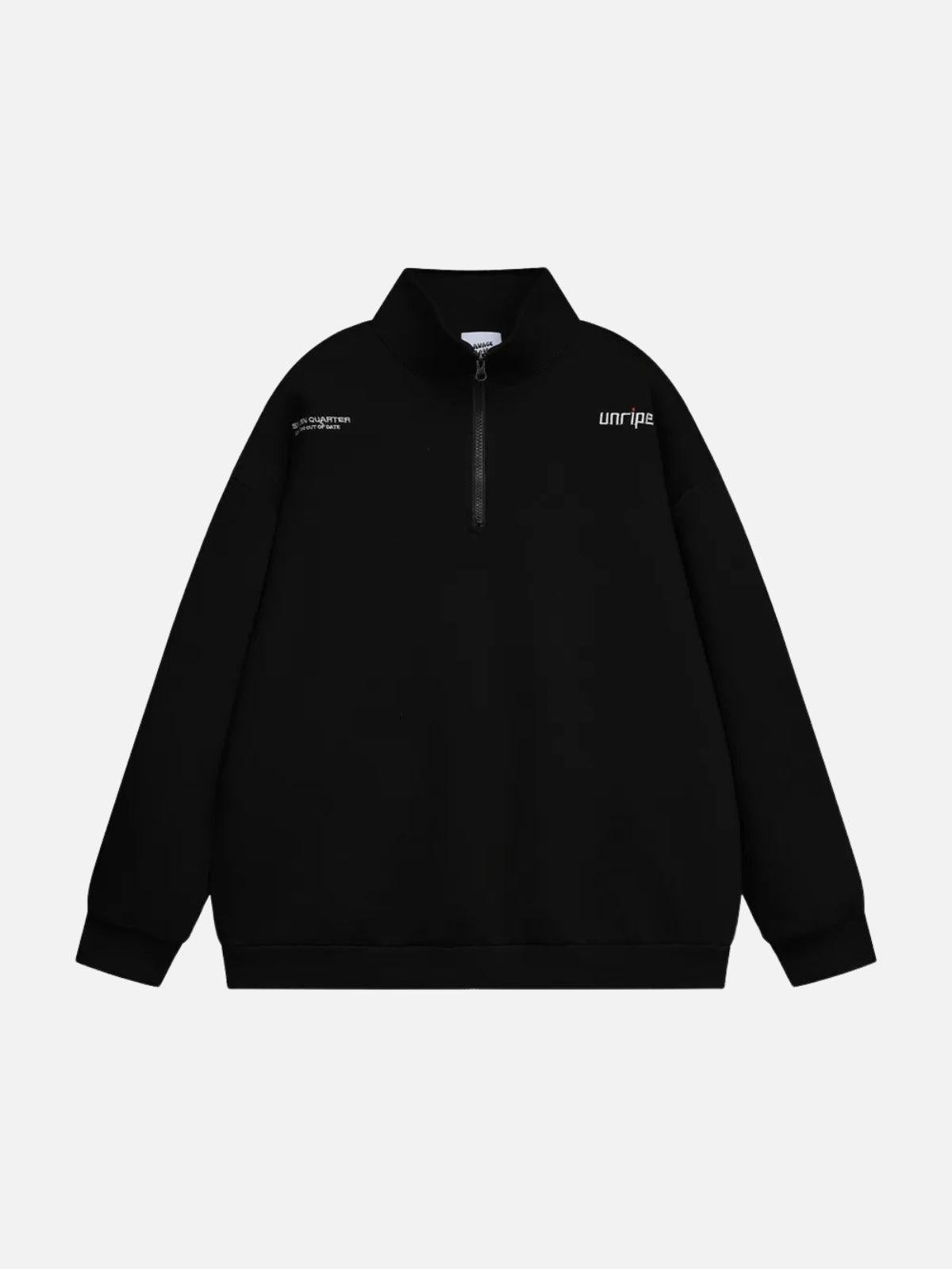Letter Back Printed Stand Collar Sweatshirt