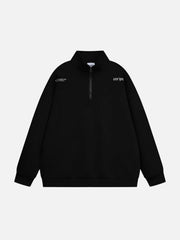 Letter Back Printed Stand Collar Sweatshirt