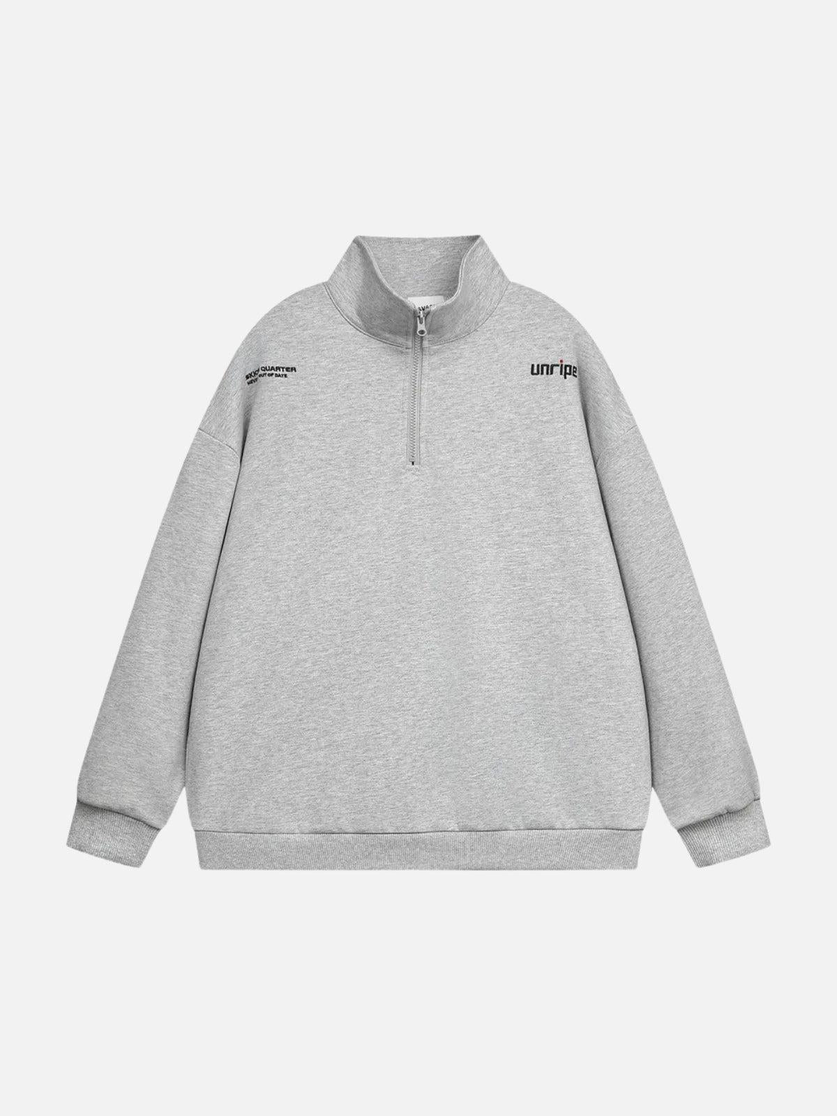 Letter Back Printed Stand Collar Sweatshirt