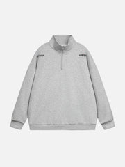 Letter Back Printed Stand Collar Sweatshirt