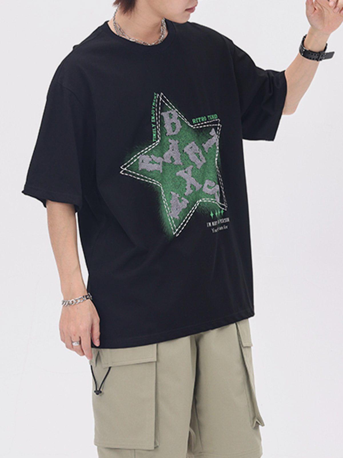 Letter Embroidery Inkjet Tee
