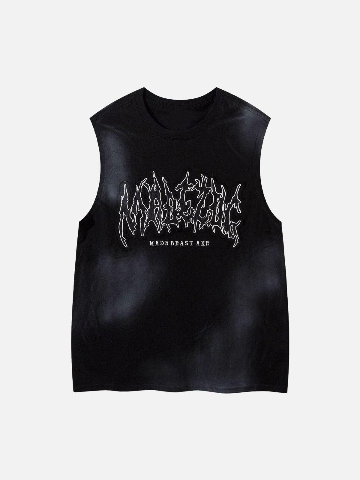 Letter Patchwork Gradient Tank Top