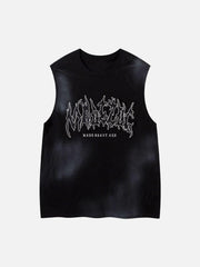 Letter Patchwork Gradient Tank Top