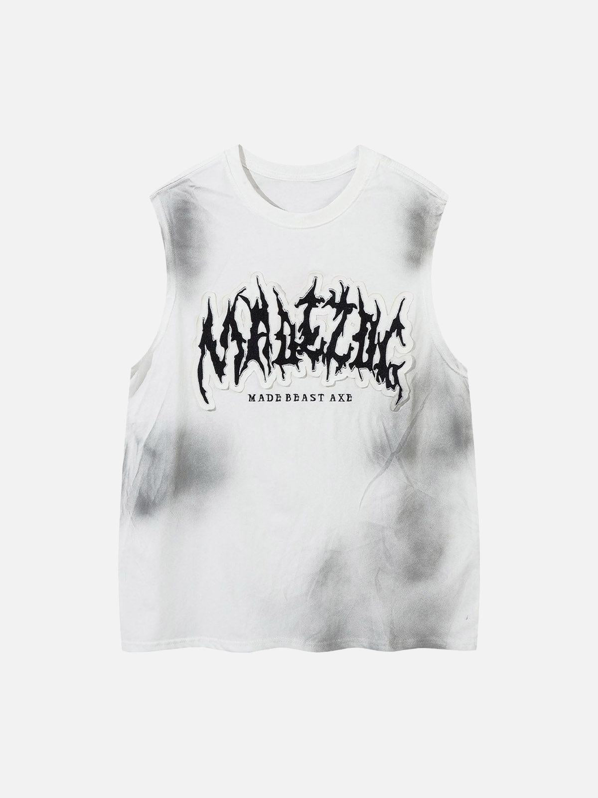 Letter Patchwork Gradient Tank Top