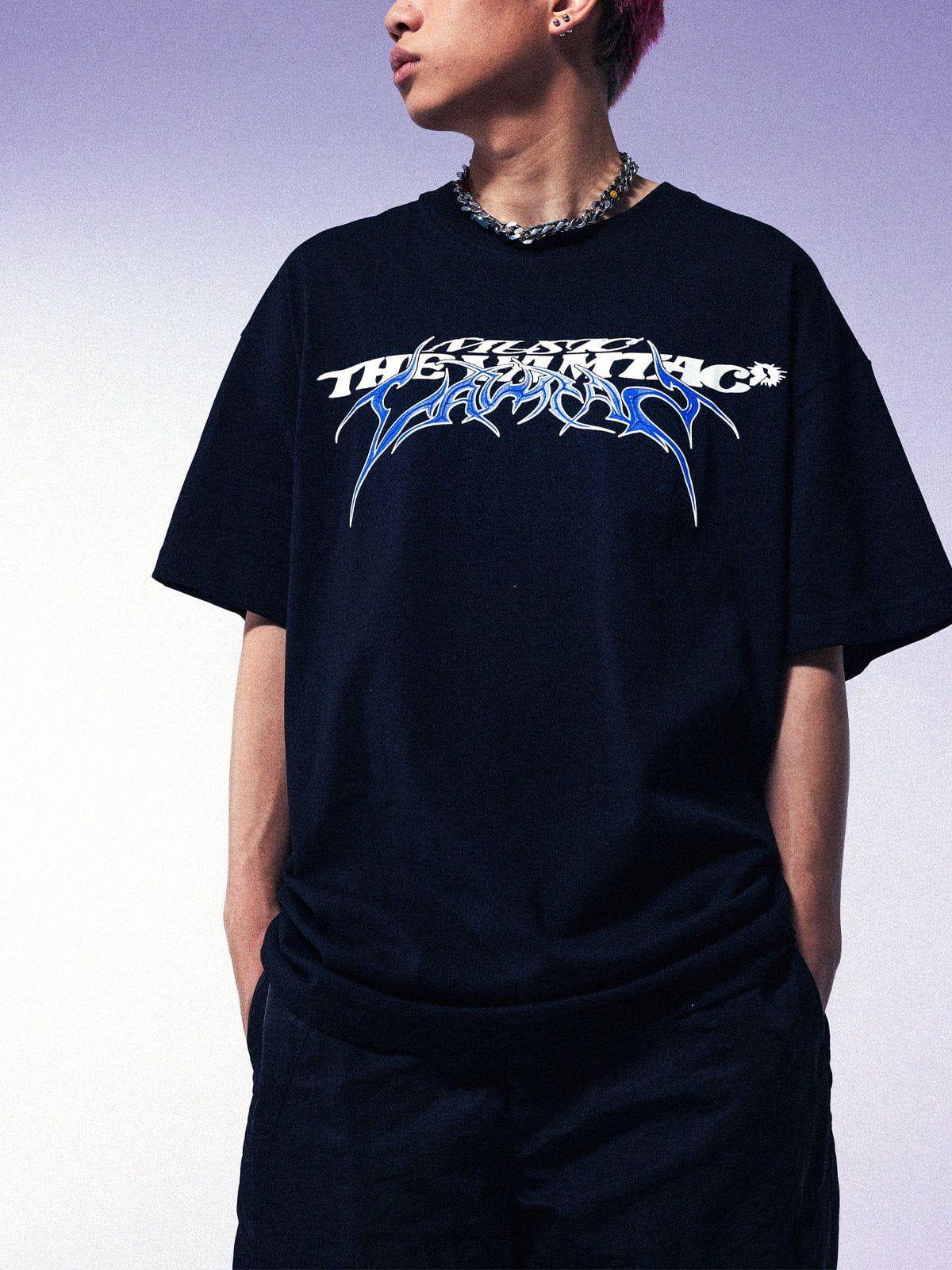 Letter Print Solid Tee