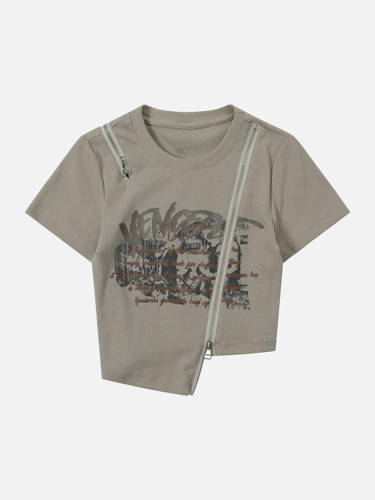 Letter Printing Zip Tee
