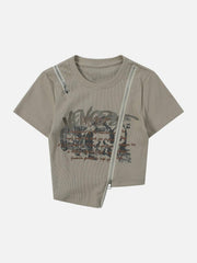 Letter Printing Zip Tee
