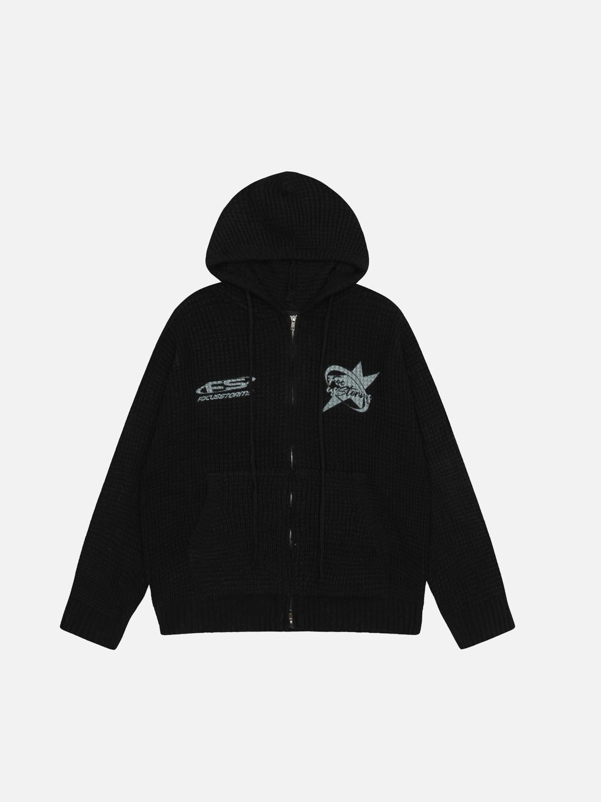 Lettering Print Zip-Up Hoodie