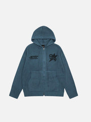 Lettering Print Zip-Up Hoodie
