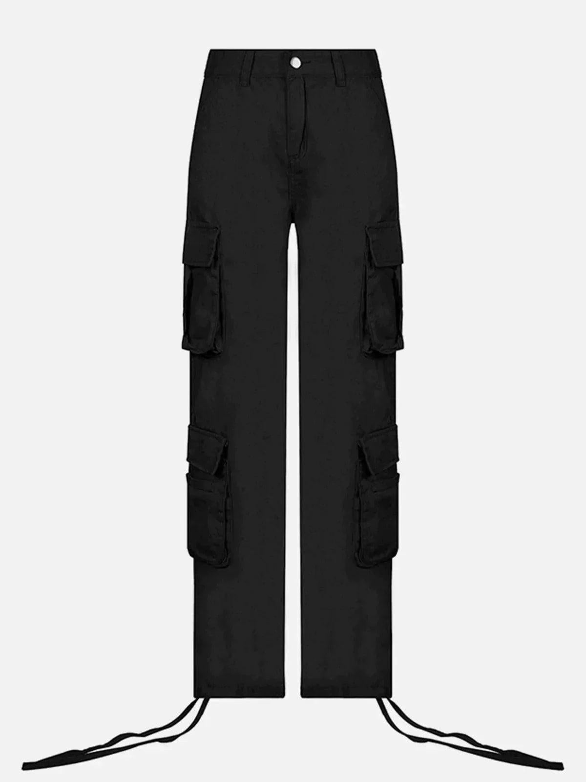Long Ribbon Low Waist Cargo Pants