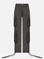 Long Ribbon Low Waist Cargo Pants