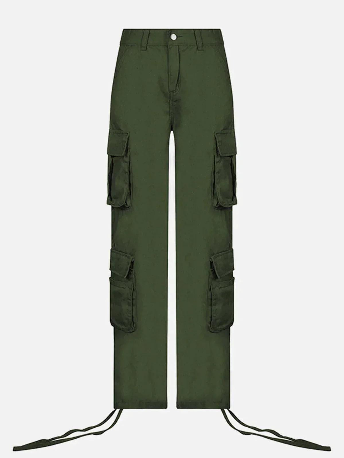 Long Ribbon Low Waist Cargo Pants
