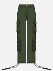 Long Ribbon Low Waist Cargo Pants
