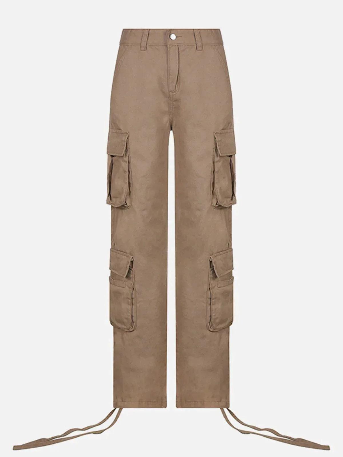 Long Ribbon Low Waist Cargo Pants