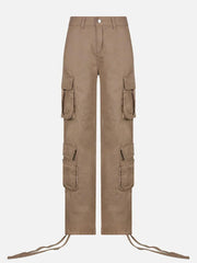 Long Ribbon Low Waist Cargo Pants