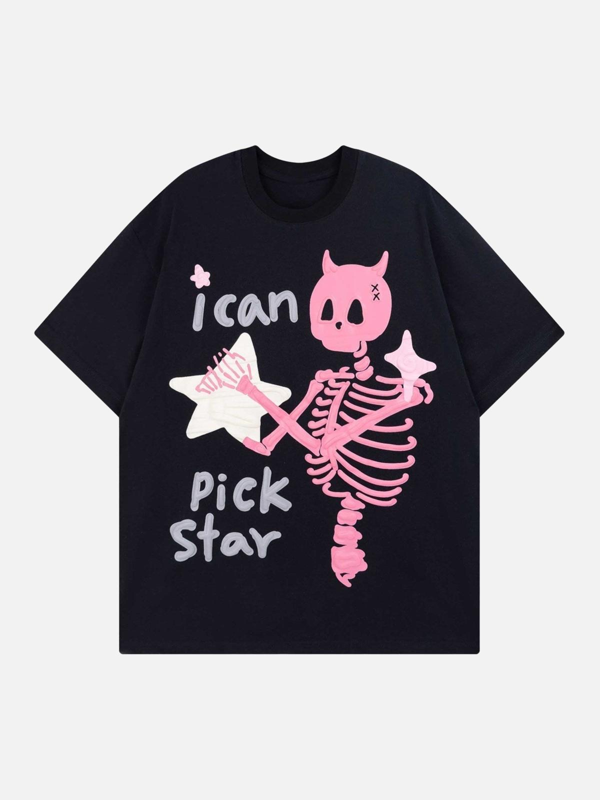 Made Retro Skull Letter Foam T-Shirt