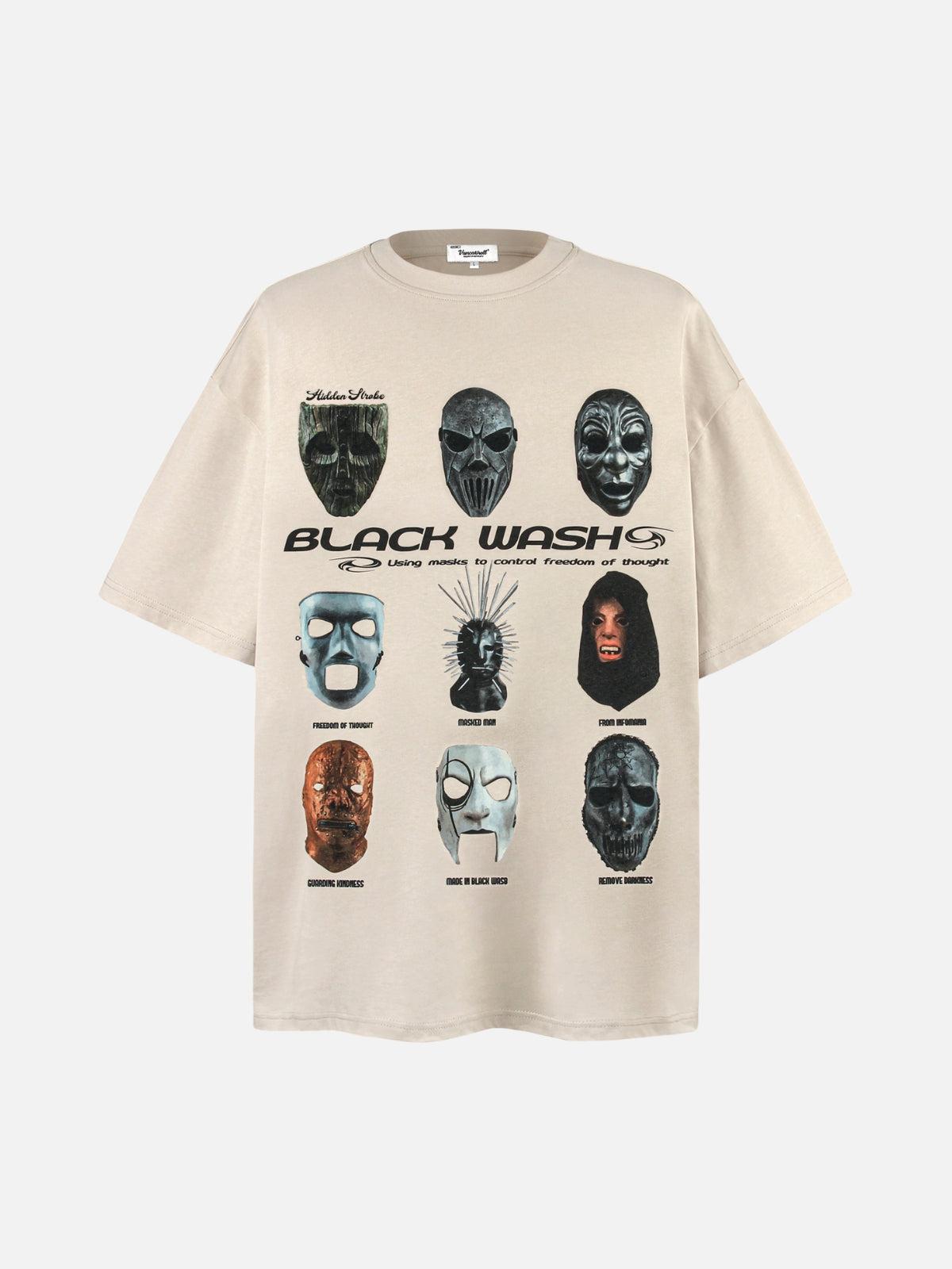 Masked Mystery Iconic Faces Graphic Tee
